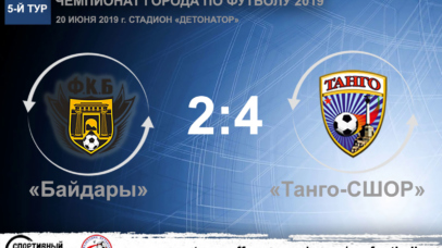 Чемпионат города по футболу 2019. «Байдары» – «Танго-СШОР» – 2:4. Протокольные данные Чемпионат города по футболу 2019. «Байдары» – «Танго-СШОР» – 2:4. Протокольные данные