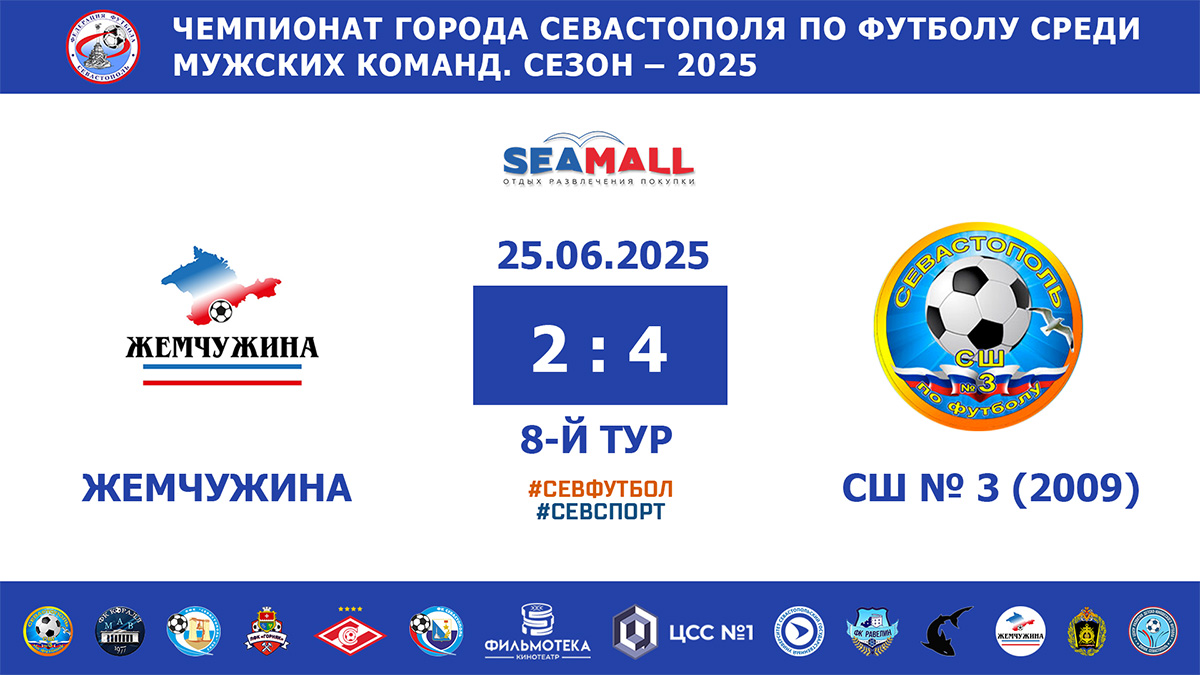 Чемпионат Севастополя по футболу – 2025. «Жемчужина» – СШ № 3 (2009) – 2:4. Протокольные данные