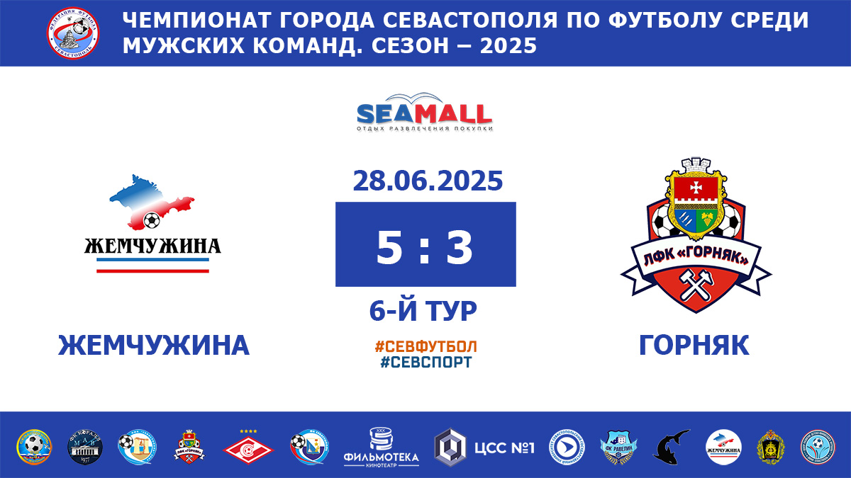 Чемпионат Севастополя по футболу – 2025. «Жемчужина» – «Горняк» – 5:3. Протокольные данные